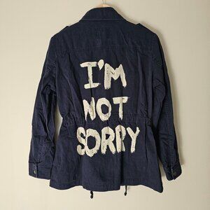 Forever21 "I'm Not Sorry" Utility Jacket - Navy - Sz L